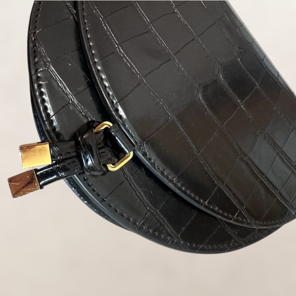 JW PEI Black Croc-Embossed Crossbody Purse